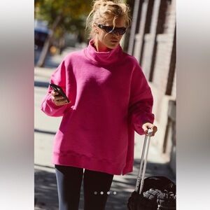 Free People A Cut Above Mockneck Medium Candy Pink